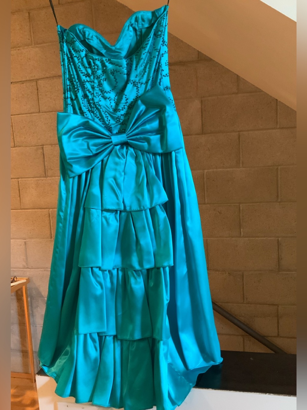 Vintage 80s blue satin gunne sux prom dress sz s